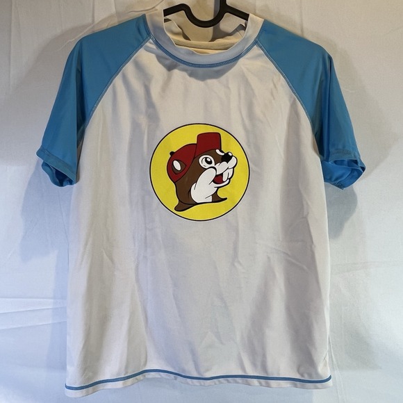 BUC-EE'S Other - BUC-EE'S Rash Guard Shirt Youth L Swim Short Sleeve Sun Surf Shirt Large Blue YL